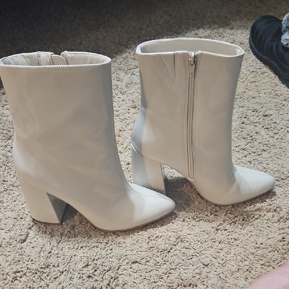 Steve Madden Glossy White Ankle Boots